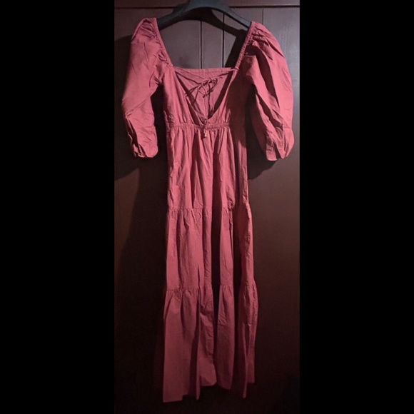 L*Space Bahia Open Back Peasant Maxi Dress Brick Red Size S - NWT - Picture 5 of 16